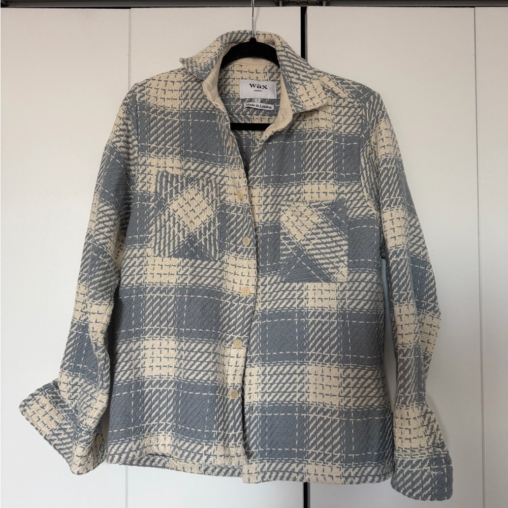 Wax London Whiting Blue and Cream Overshirt Jacket